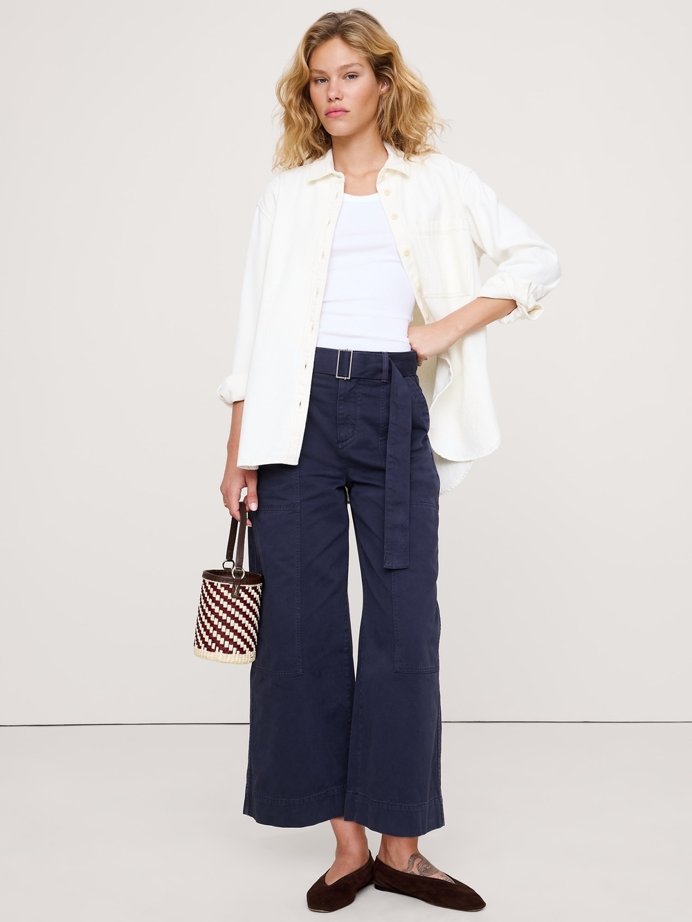 Banana Republic Navy Belted High-Waist Wide Leg Utility Pants SOLD OUT ONLINE
